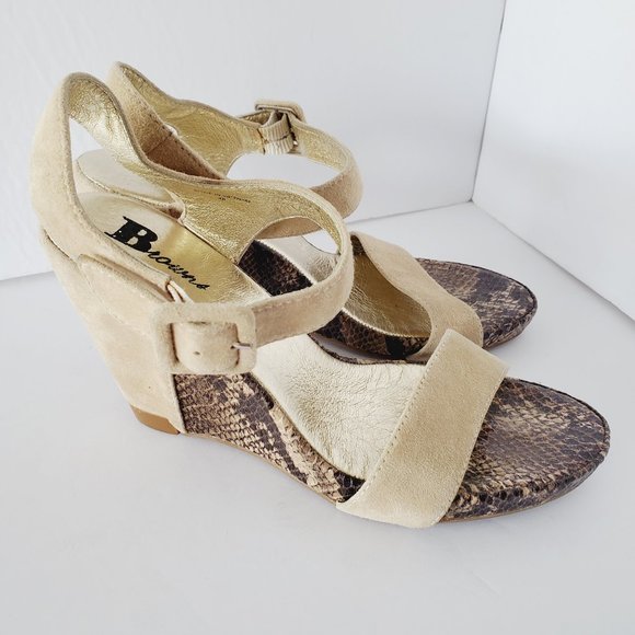 BROWNS Metallic Snakeskin Suede Wedges - Picture 3 of 6